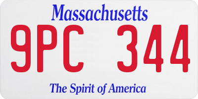 MA license plate 9PC344