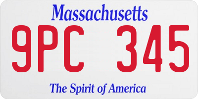 MA license plate 9PC345