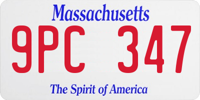 MA license plate 9PC347