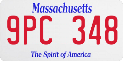 MA license plate 9PC348