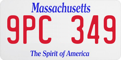 MA license plate 9PC349