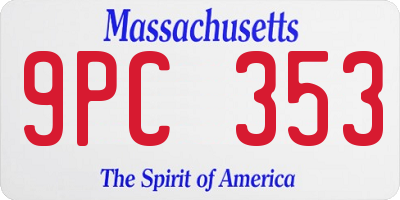 MA license plate 9PC353