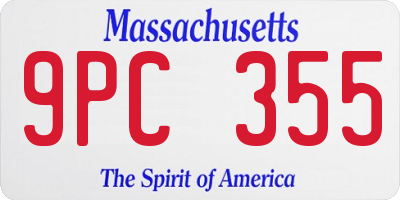 MA license plate 9PC355