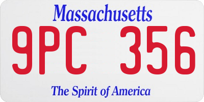 MA license plate 9PC356