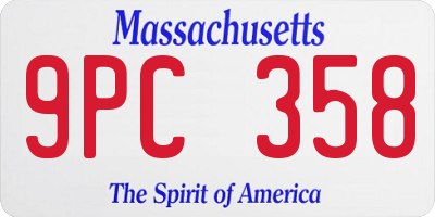 MA license plate 9PC358