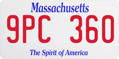 MA license plate 9PC360