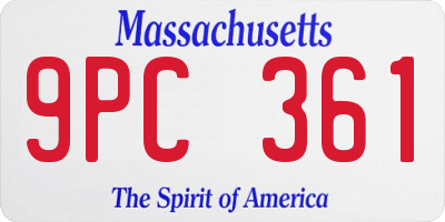 MA license plate 9PC361