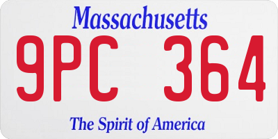 MA license plate 9PC364