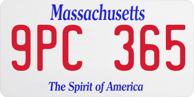 MA license plate 9PC365