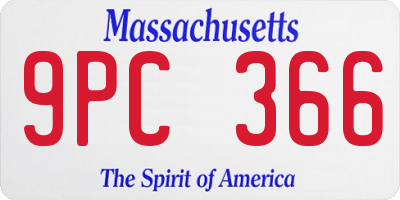 MA license plate 9PC366