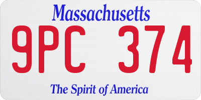 MA license plate 9PC374