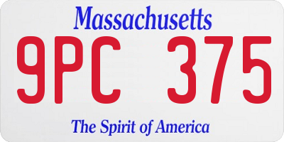 MA license plate 9PC375