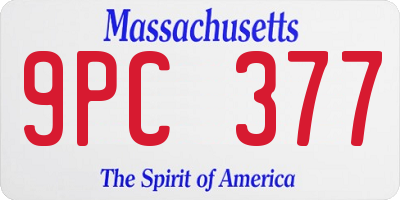 MA license plate 9PC377
