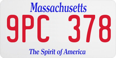 MA license plate 9PC378