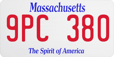 MA license plate 9PC380