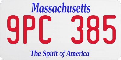 MA license plate 9PC385