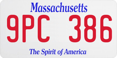MA license plate 9PC386