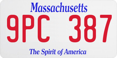 MA license plate 9PC387