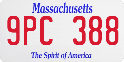 MA license plate 9PC388