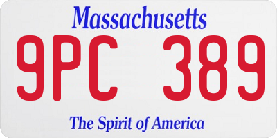 MA license plate 9PC389