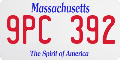 MA license plate 9PC392