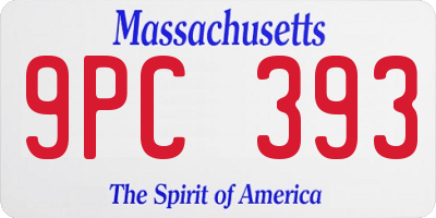 MA license plate 9PC393