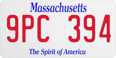 MA license plate 9PC394