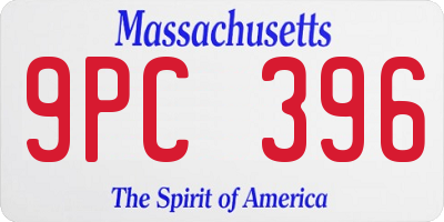 MA license plate 9PC396