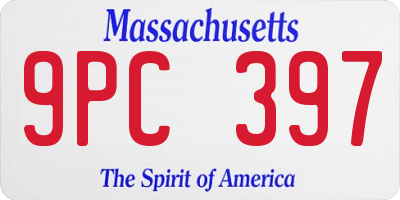 MA license plate 9PC397