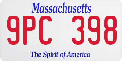 MA license plate 9PC398