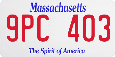MA license plate 9PC403