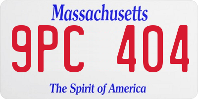MA license plate 9PC404