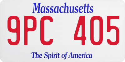 MA license plate 9PC405