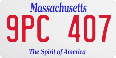 MA license plate 9PC407