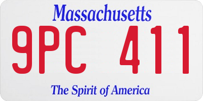 MA license plate 9PC411