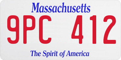 MA license plate 9PC412
