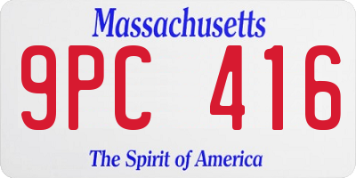 MA license plate 9PC416