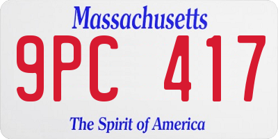 MA license plate 9PC417