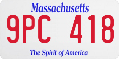 MA license plate 9PC418