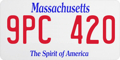 MA license plate 9PC420