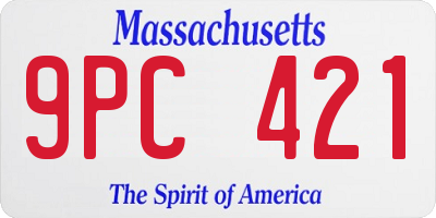 MA license plate 9PC421