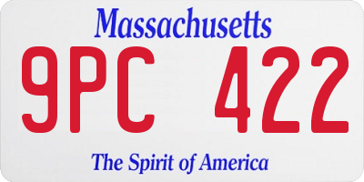 MA license plate 9PC422