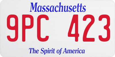 MA license plate 9PC423