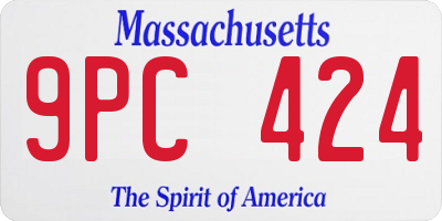 MA license plate 9PC424