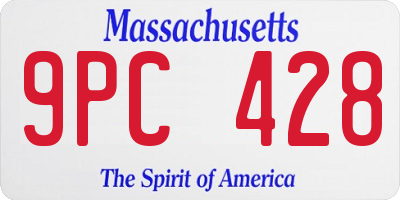 MA license plate 9PC428