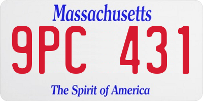 MA license plate 9PC431