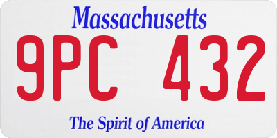 MA license plate 9PC432