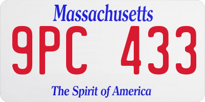 MA license plate 9PC433