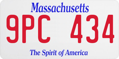 MA license plate 9PC434
