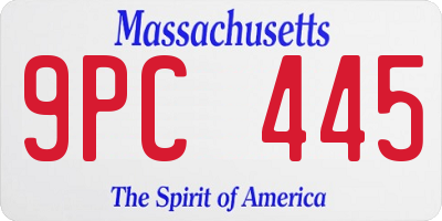 MA license plate 9PC445